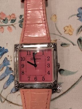 Brighton Pink Square Dial Watch with Pink Strap